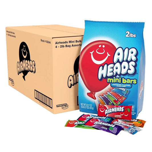 Airheads Mini Candy Bars, Taffy Variety Pack, 80 Count Bag (Pack of 4)