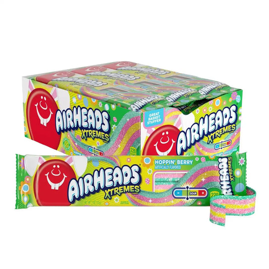 Airheads Xtremes, Sweetly Sour Spring Edition Hoppin Berry Flavored Candy Belts, Easter Baskets, 2oz (Pack of 18)