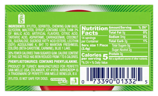 Airheads Sugar Free Chewing Gum, Watermelon, 14 Sticks (12-Pack)