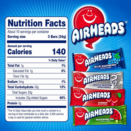 Airheads Mini Candy Bars, Taffy Variety Pack, 5 lb Bag