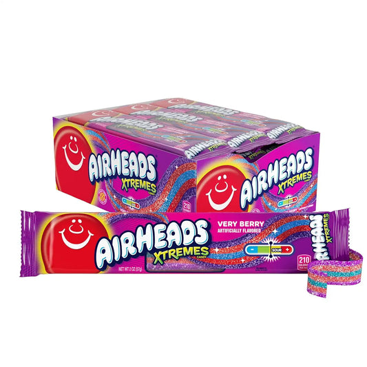 Airheads Xtremes Belts Candy, Very Berry, 2 Ounces (18-Pack)