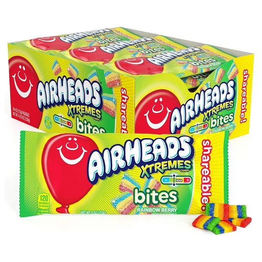 Airheads Xtremes Candy Bites, Rainbow Berry, 4 Ounces (12-Pack)