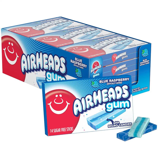 Airheads Sugar Free Chewing Gum, Blue Raspberry, 14 Sticks (12-Pack)