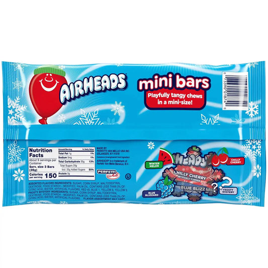 Airheads Mini Bars Winter Assorted Fruit Chewy Taffy Candy, 28 pc
