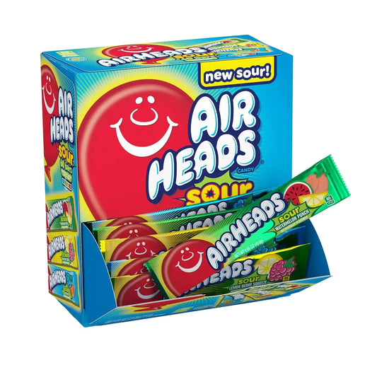 Airheads Sour Full-Size Candy Bars, Taffy Variety Pack, 60 Count Box