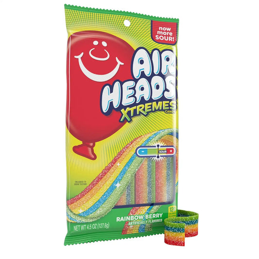 Airheads Xtremes Belts Candy, Rainbow Berry, 4.5 Ounces (12-Pack)