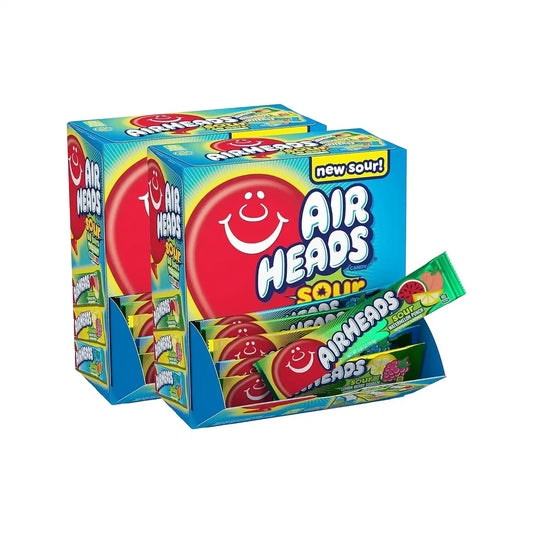 Airheads SOUR Bars, Variety Bulk Box, Sour Watermelon Punch, Blue Blast, and Lemon Berry Squeeze flavored candy, 60 Individually Wrapped Full Size Bars (Pack of 2)