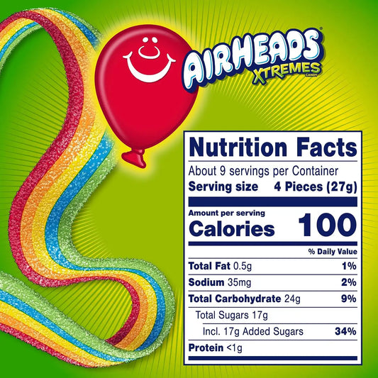 Airheads Xtremes Belts Candy, Rainbow Berry, 9 Ounce Bag