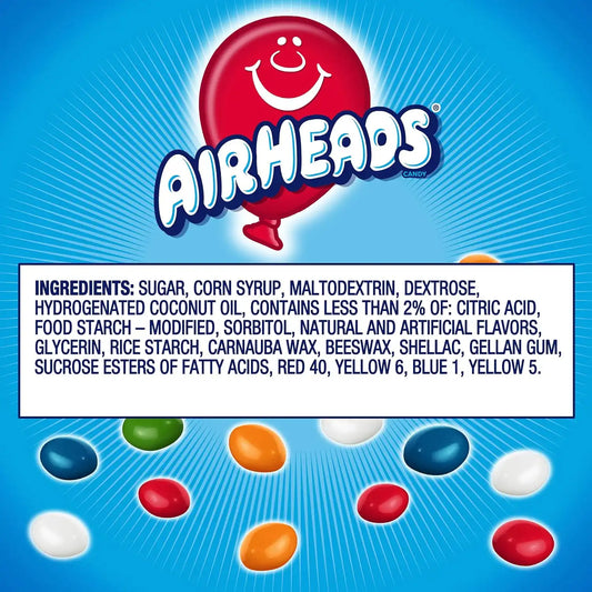 Airheads Candy, Bites, Assorted Fruit Flavor, Non-Melting, 2 Oz (Pack of 1)