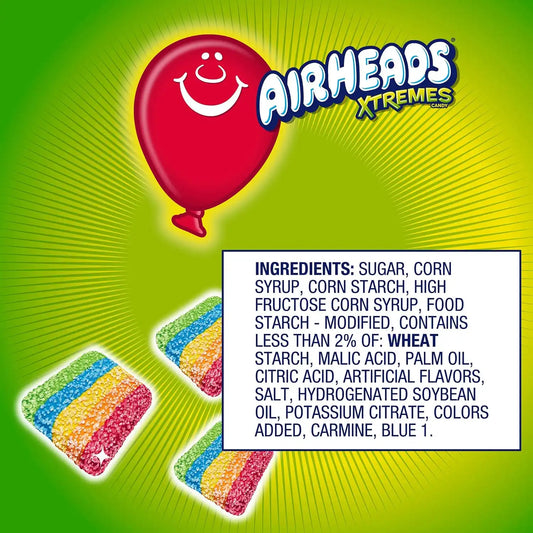 Airheads Xtremes Candy Bites, Rainbow Berry, 3.8 Ounces (12-Pack)