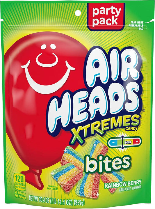 Airheads Xtremes Candy Bites, Rainbow Berry, 30.4 Ounces (4-Pack)