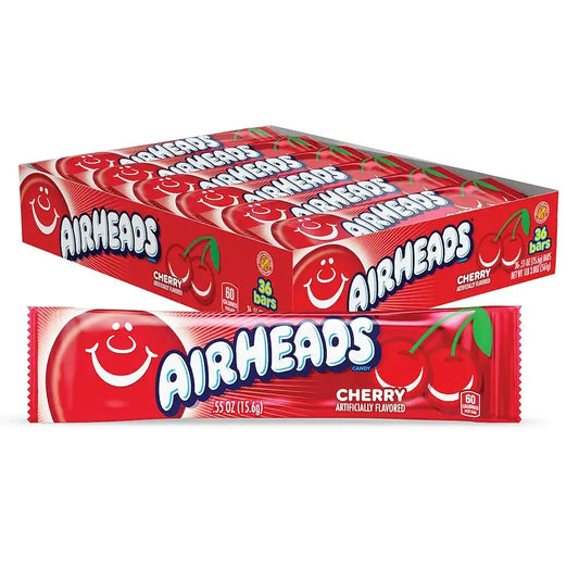 Airheads Full-Size Candy Bars, Cherry, 36 Count Box