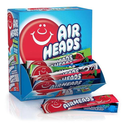 Airheads Full-Size Candy Bars, Assorted Taffy Variety Pack, 60 Count Box