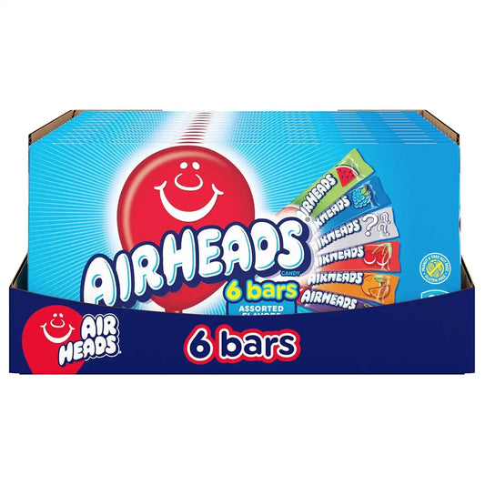 Airheads Full-Size Candy Bars, Movie Theatre Box, 6 Count Box (12-Pack)