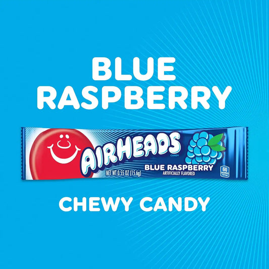 Airheads Full-Size Candy Bars, Blue Raspberry, 36 Count Box