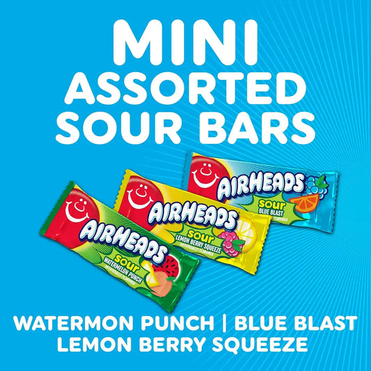 Airheads Sour Mini Candy Bars, Taffy Variety Pack, 5 lb Bag