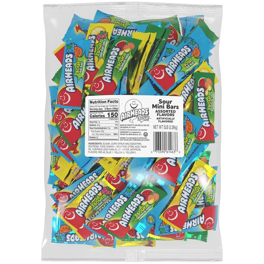 Airheads Sour Mini Candy Bars, Taffy Variety Pack, 5 lb Bag