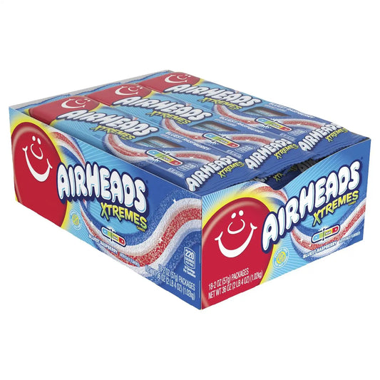 Airheads Xtremes Belts Candy, Blue Raspberry, 2 Ounces (18-Pack)
