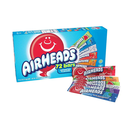 Airheads Candy Bars, Variety Bulk Box, Chewy Full Size Fruit Taffy, Back to School, Parties, Concessions, Non Melting, 72 Individually Wrapped Full Size Bars
