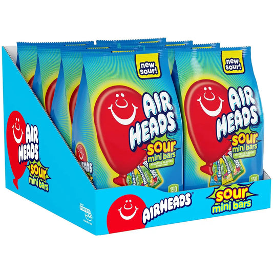 Airheads Mini SOURS Candy Bars, Variety Pack, 10 Ounce Bag (Pack of 8)