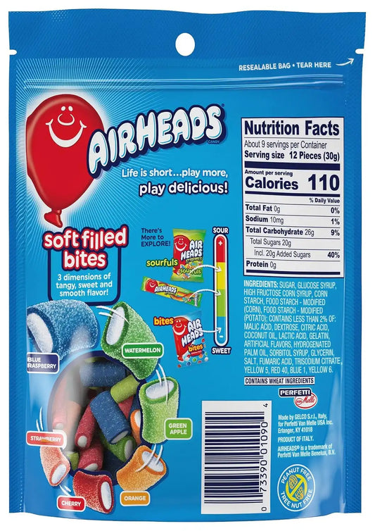 Airheads Soft Filled Candy Bites, Assorted Fruit, 9 Ounces (12-Pack)