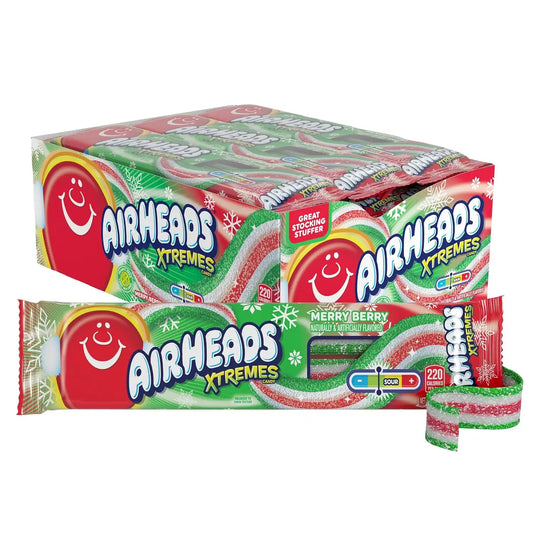Airheads Xtremes Belts Candy, Merry Berry, 2 Ounces (18-Pack)