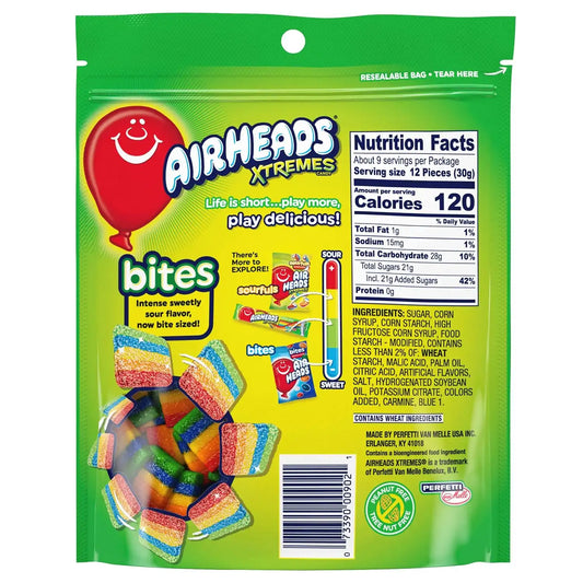 Airheads Xtremes Candy Bites, Rainbow Berry, 9 Ounces (12-Pack)