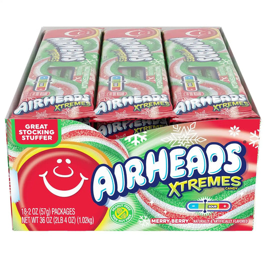 Airheads Xtremes Belts Candy, Merry Berry, 2 Ounces (18-Pack)