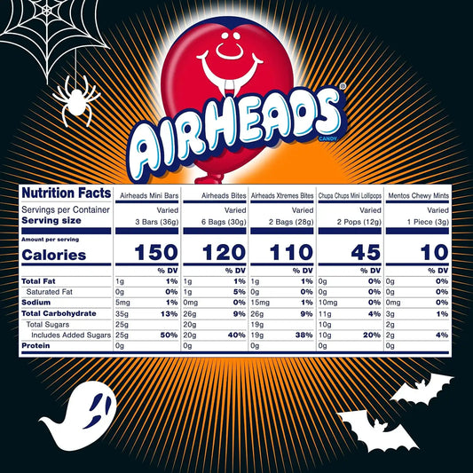 Airheads, Mentos, Chupa Chups Halloween Spooky Candy Mix, 65 Count Bag (Pack of 2)